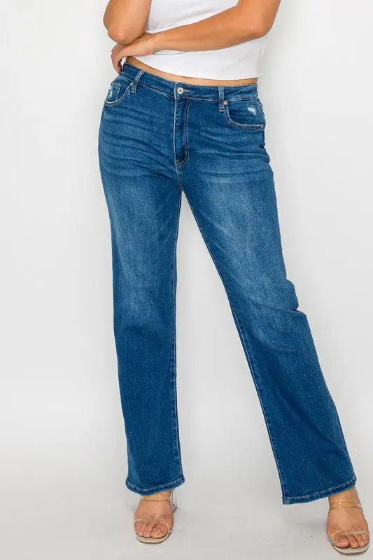Bytos High Rise Straight Jeans Trendsi