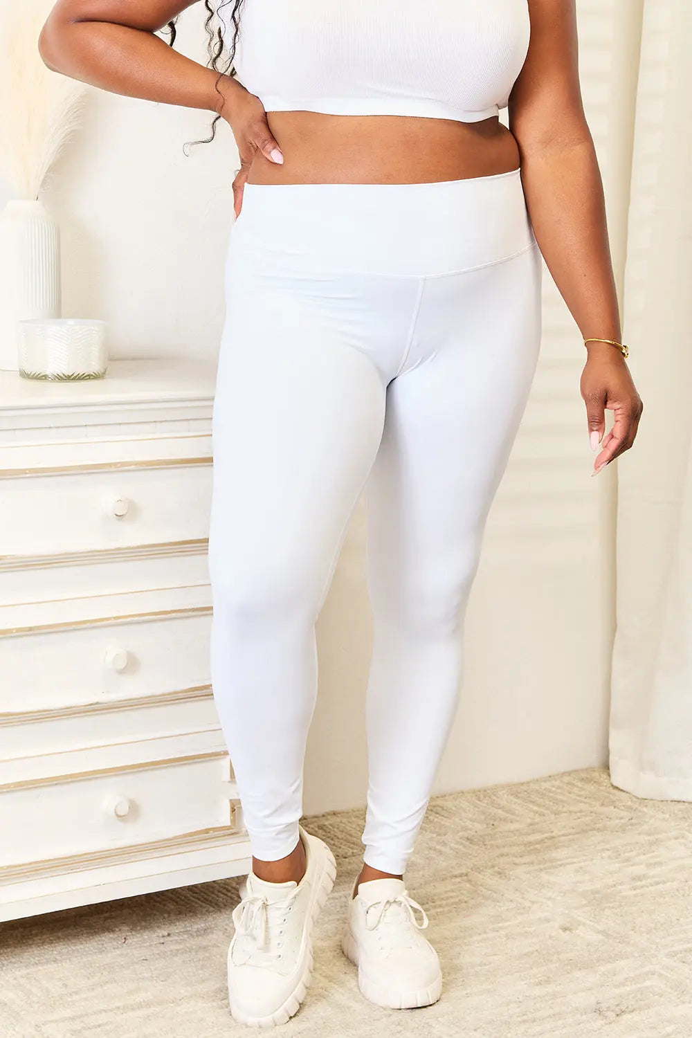 Double Take Wide Waistband Leggings Trendsi