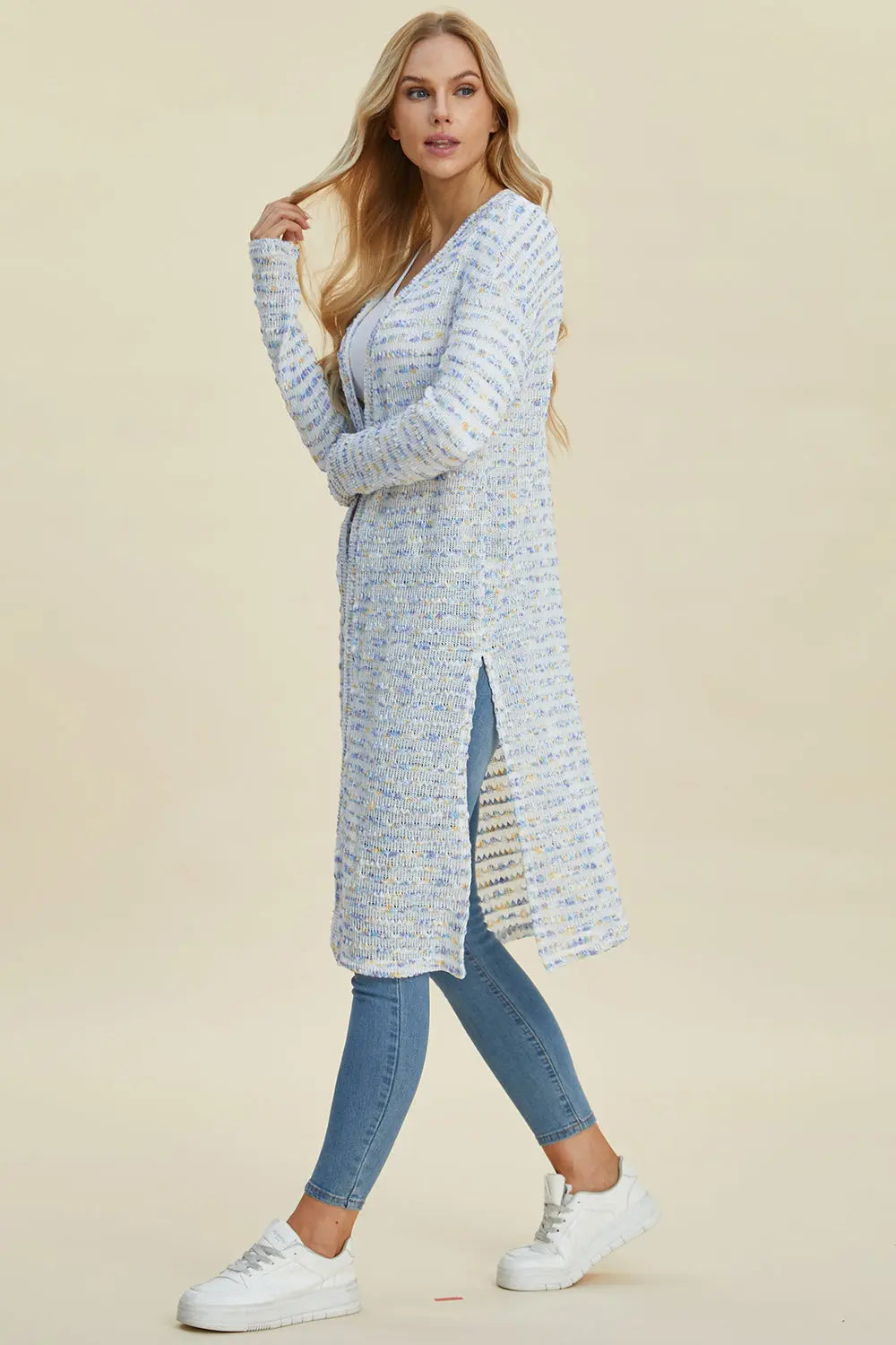 Double Take Open Front Longline Cardigan Trendsi