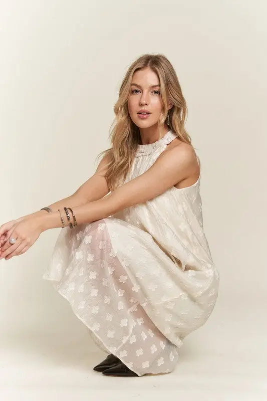 Adora Pearl Detail Grecian Neck Midi Dress Trendsi