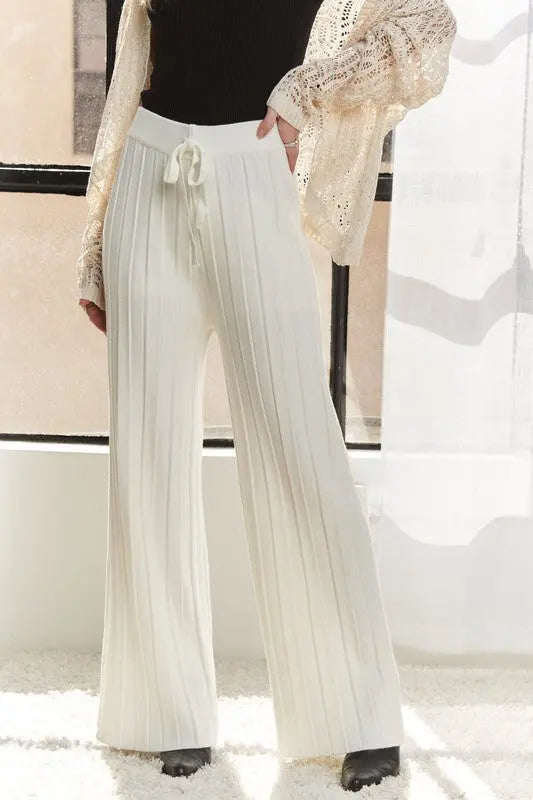 Adora Tied Wide Leg Knit Pants Trendsi