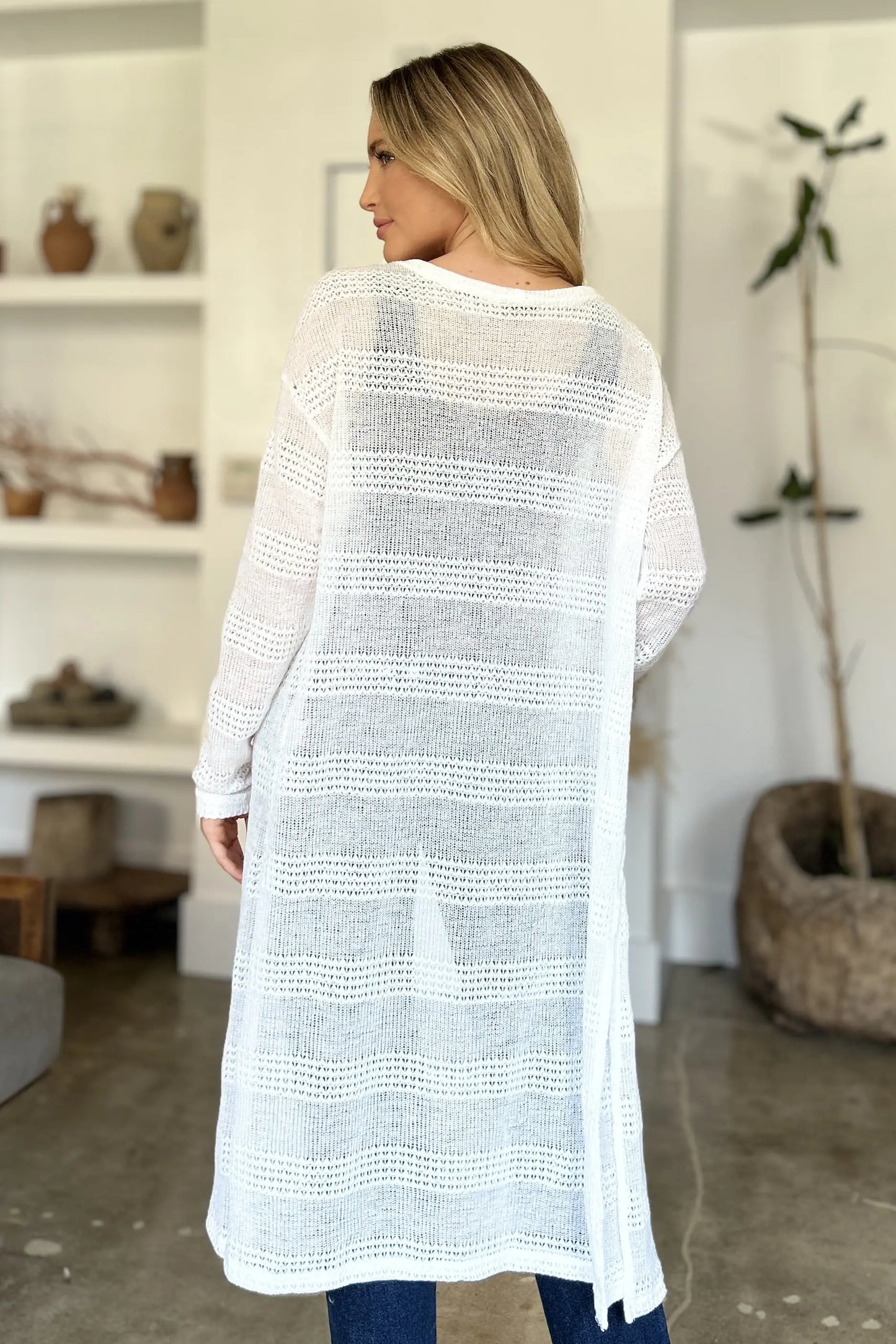 Double Take Open Front Longline Cardigan Trendsi