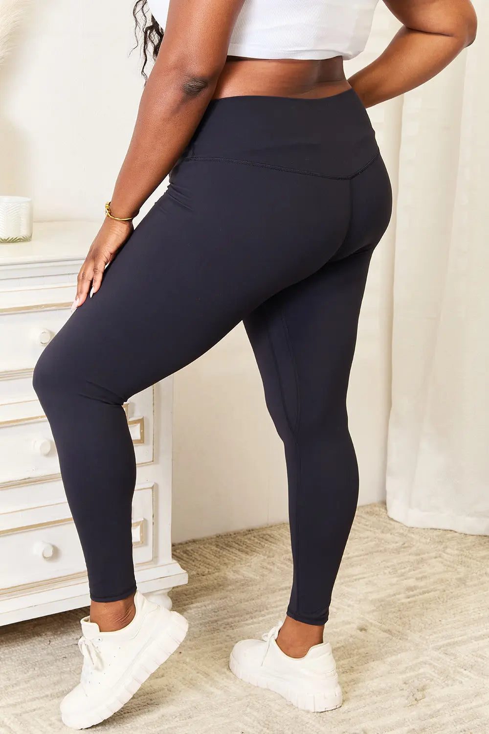Double Take Wide Waistband Leggings Trendsi