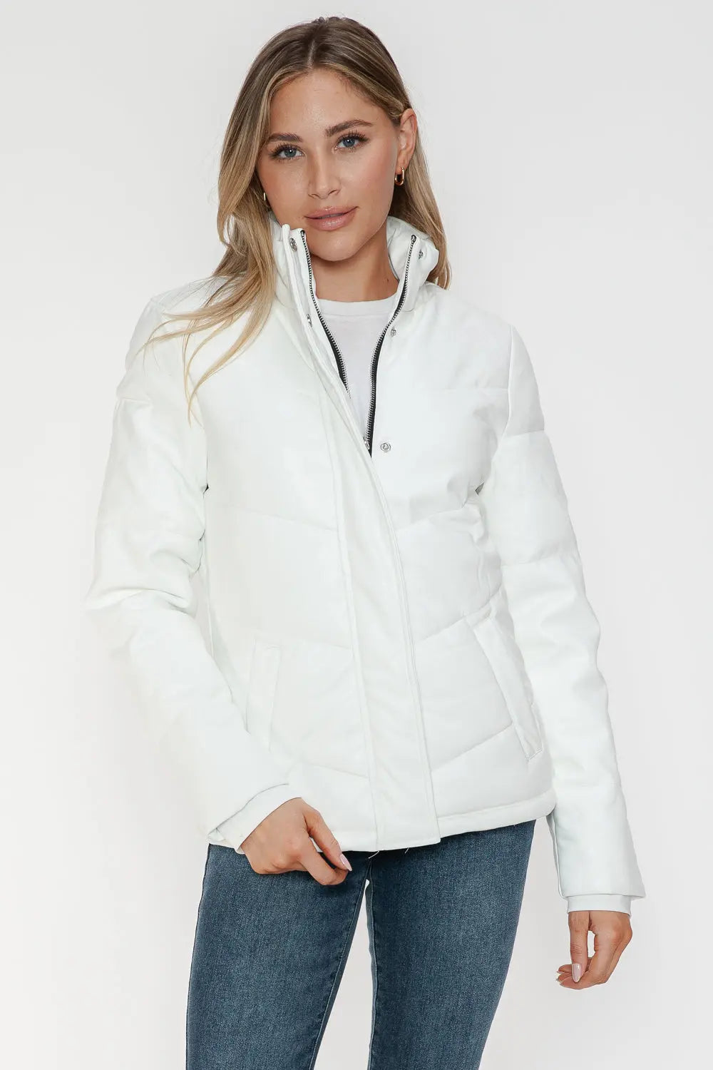 Snobbish Pocketed Zip Up Puffer Jacket Trendsi