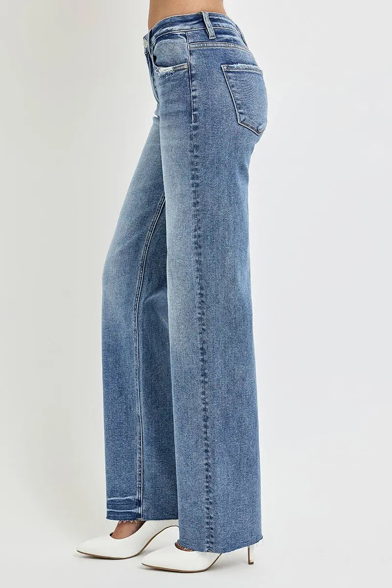 RISEN High Rise Straight Leg Jeans with Pockets Trendsi