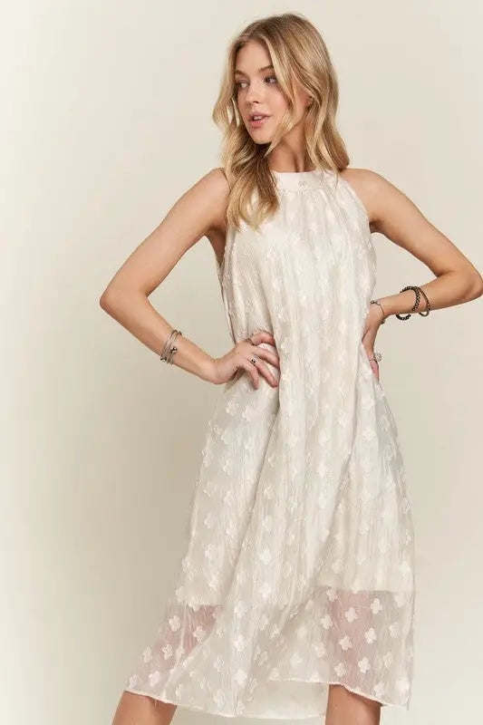Adora Pearl Detail Grecian Neck Midi Dress Trendsi