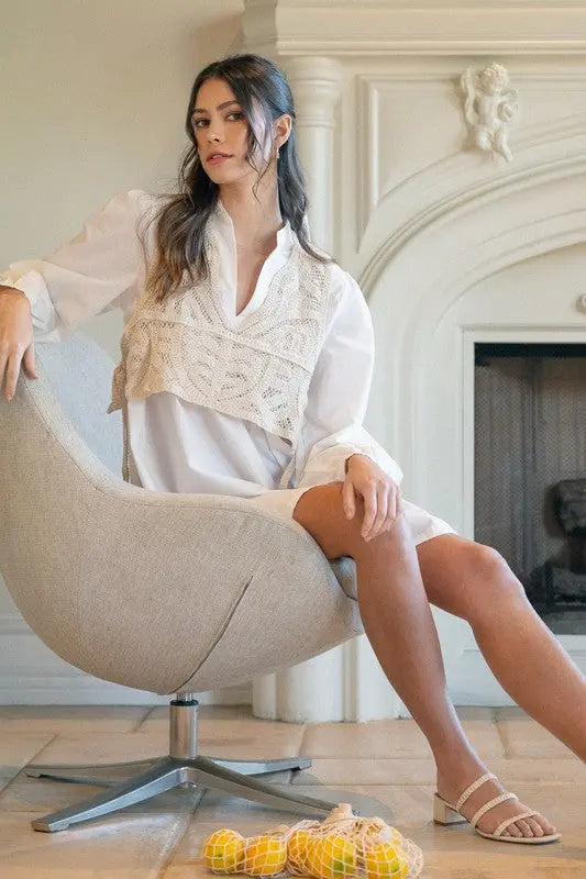 Annie Wear Vest Notched Shirt Dress Trendsi