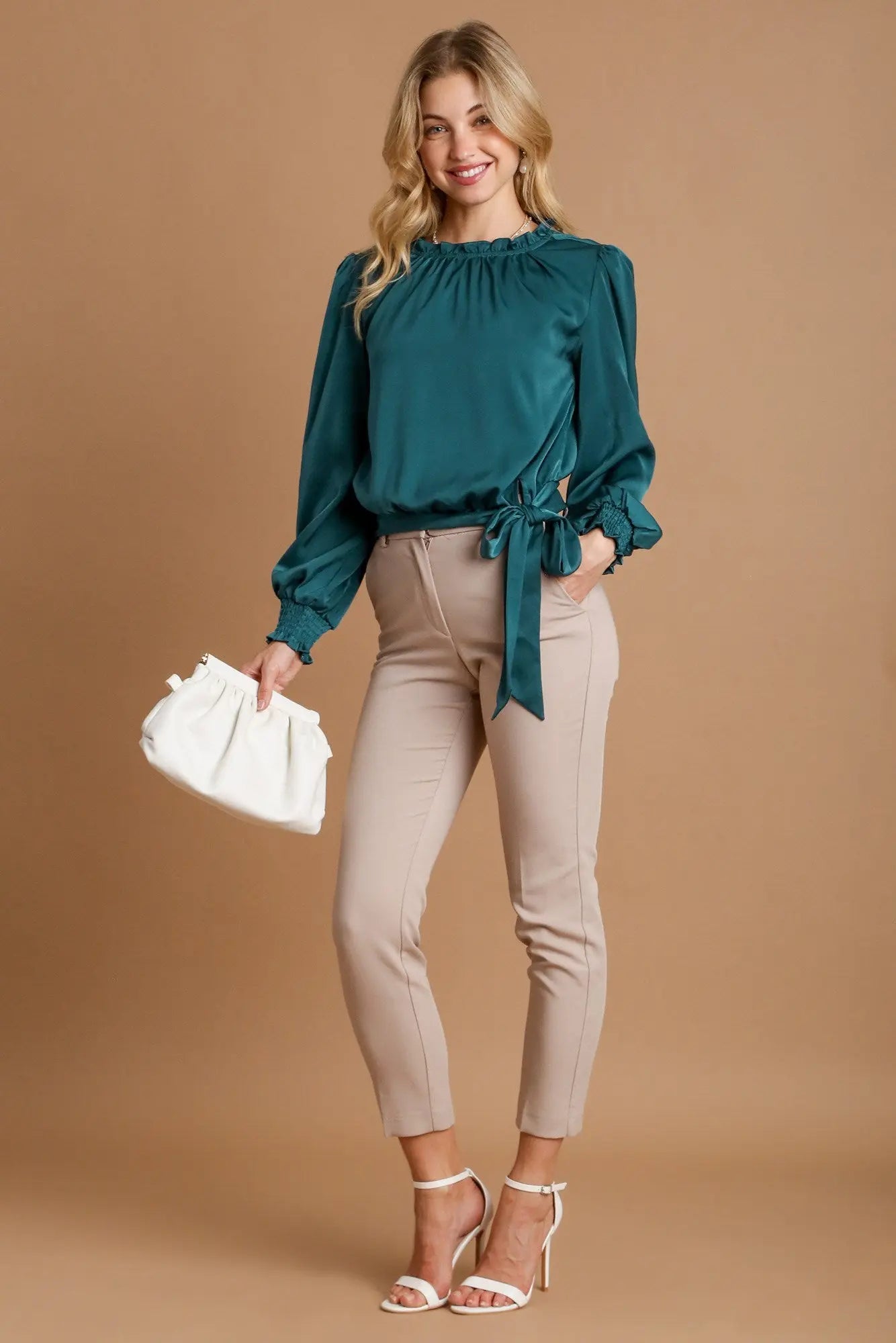 Umgee Tied Hem Blouse Trendsi