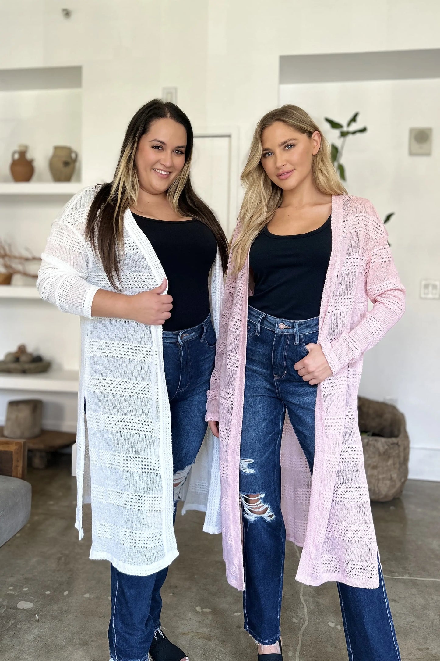 Double Take Open Front Longline Cardigan Trendsi