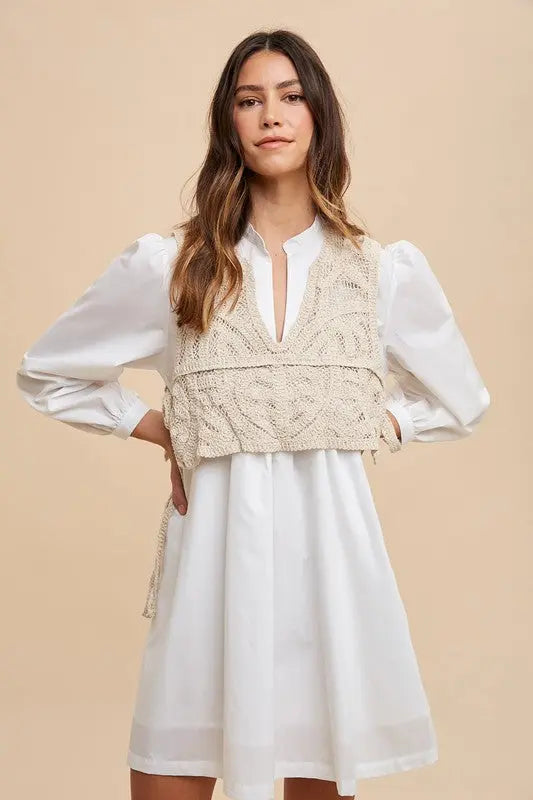 Annie Wear Vest Notched Shirt Dress Trendsi