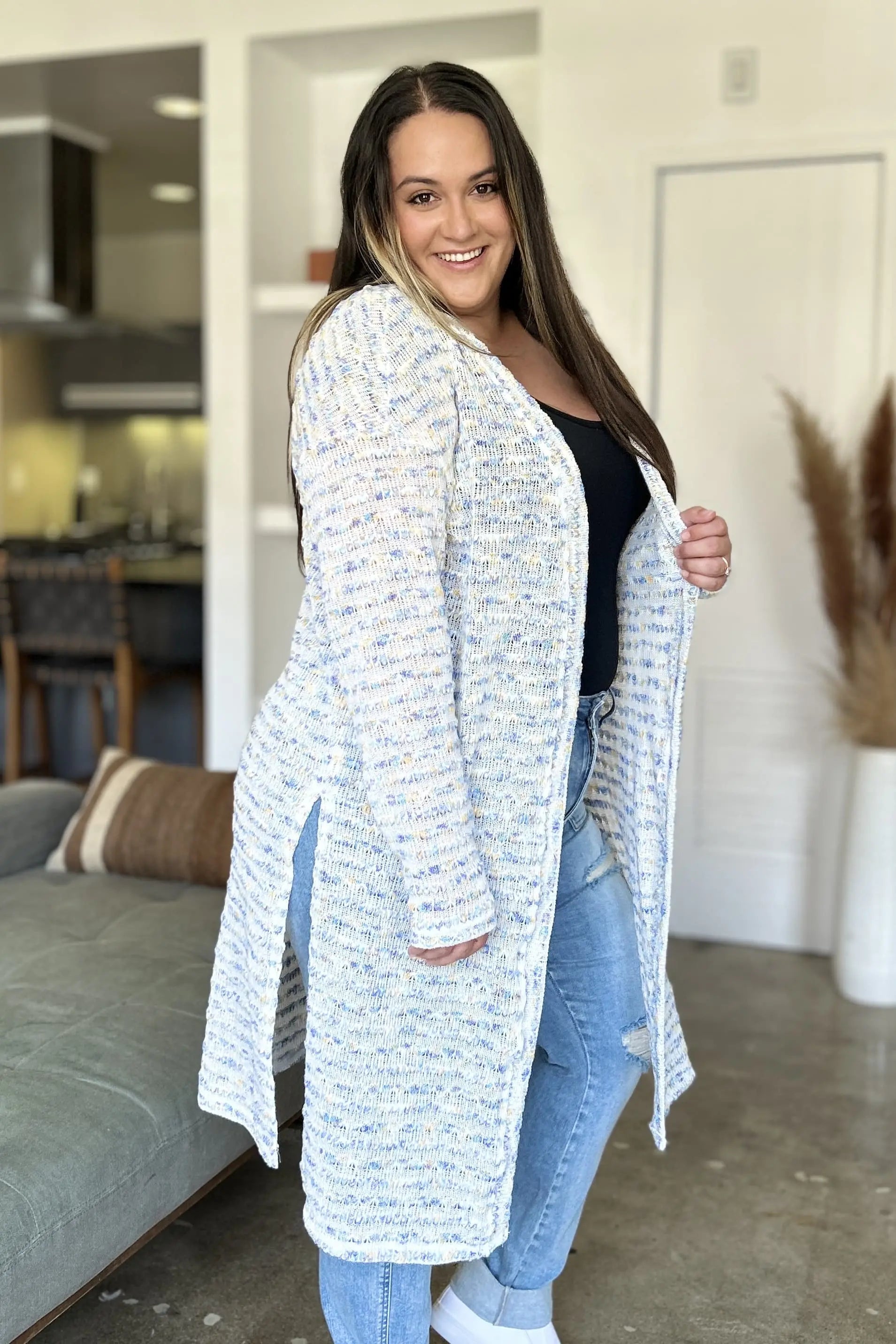 Double Take Open Front Longline Cardigan Trendsi