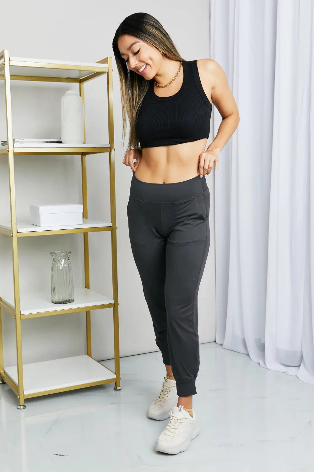 Leggings Depot Wide Waistband Cropped Joggers Trendsi