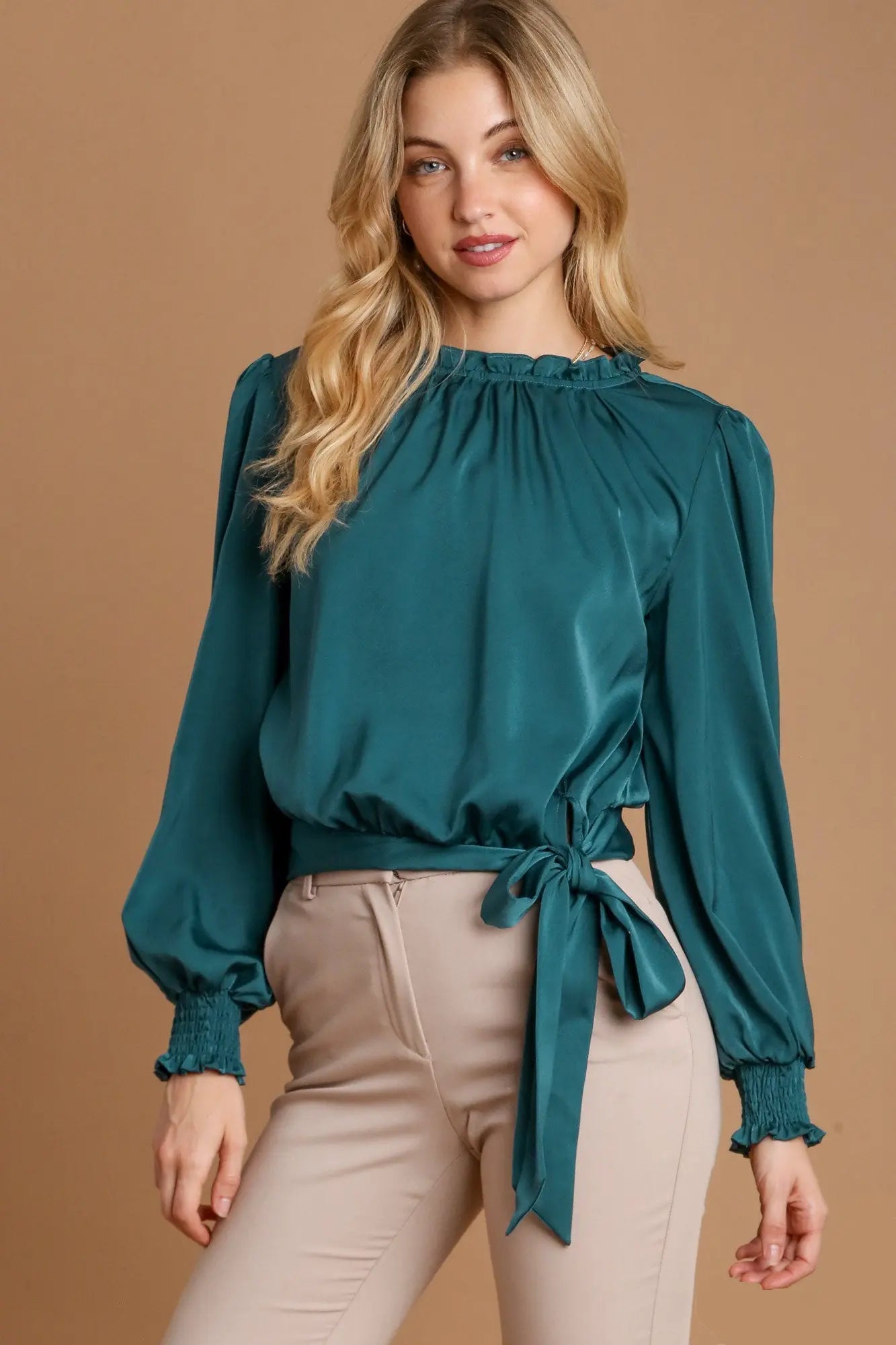 Umgee Tied Hem Blouse Trendsi