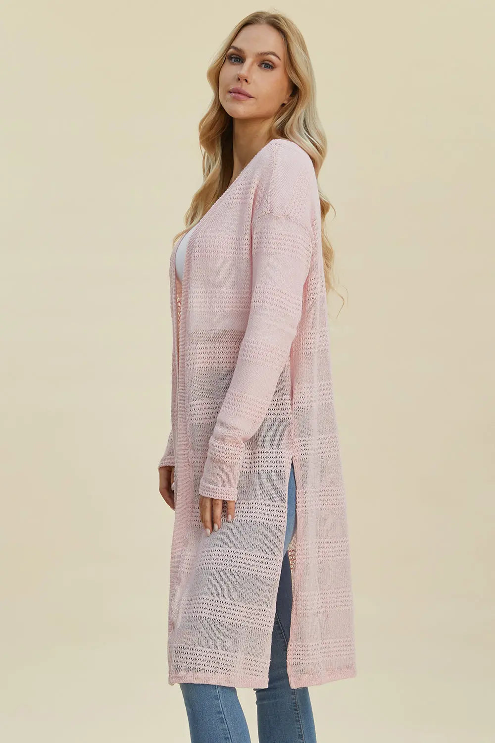 Double Take Open Front Longline Cardigan Trendsi