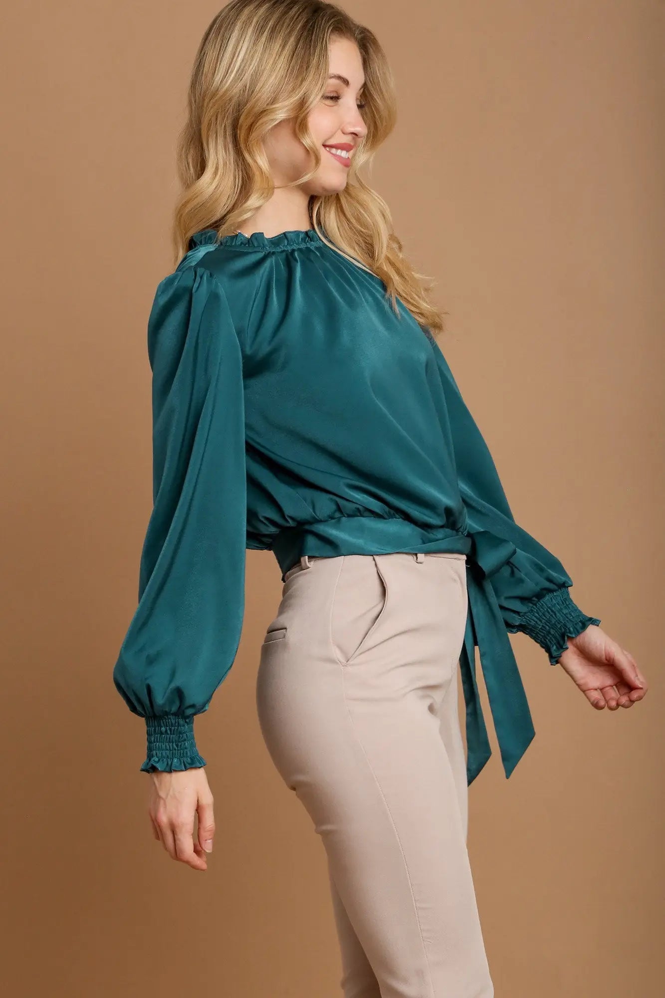 Umgee Tied Hem Blouse Trendsi
