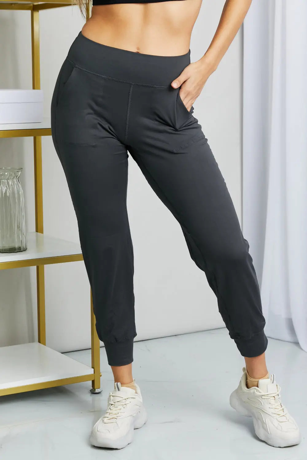 Leggings Depot Wide Waistband Cropped Joggers Trendsi