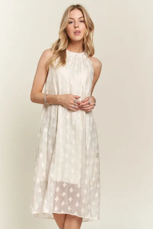 Adora Pearl Detail Grecian Neck Midi Dress Trendsi