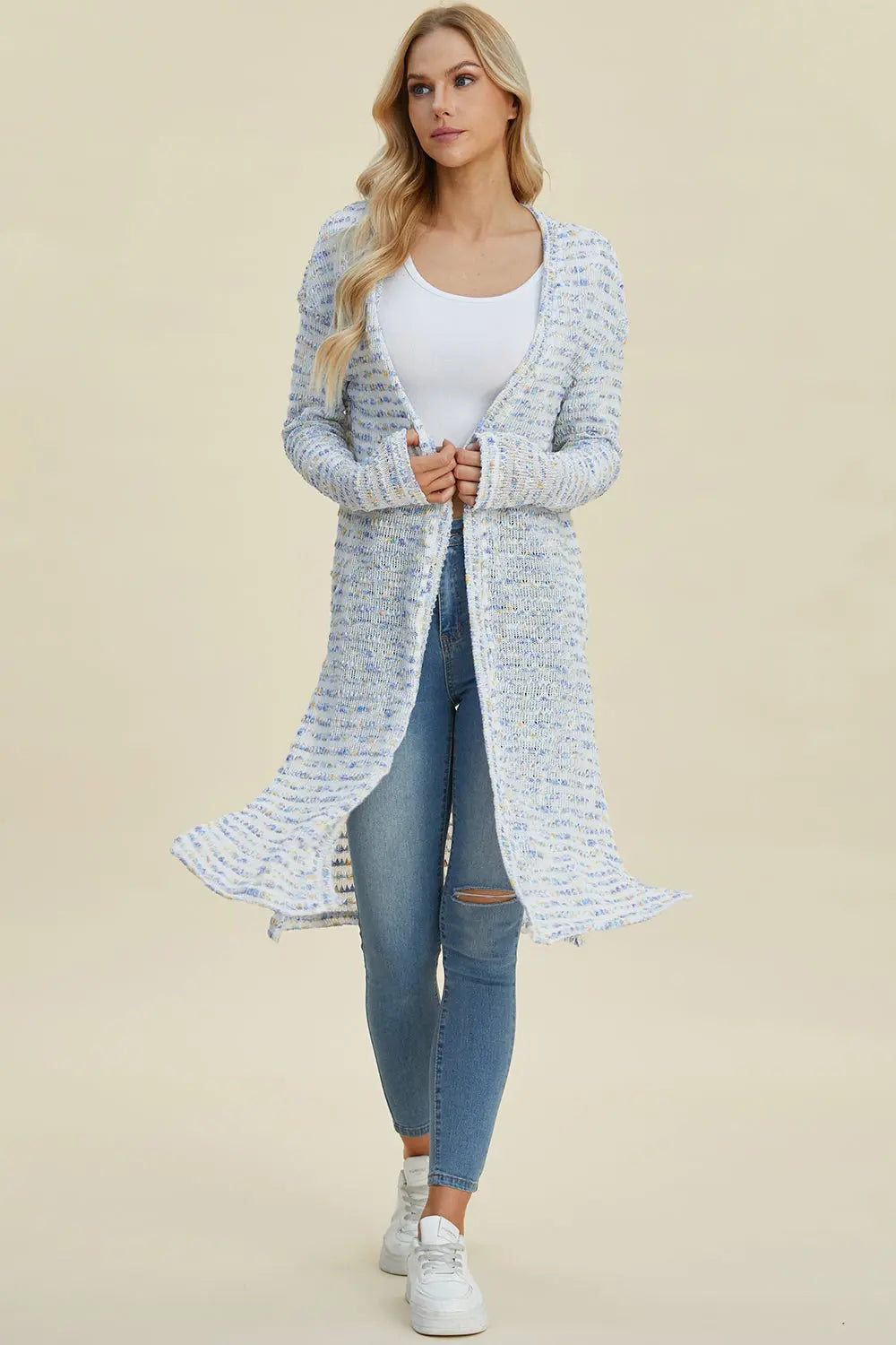 Double Take Open Front Longline Cardigan Trendsi