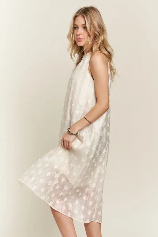 Adora Pearl Detail Grecian Neck Midi Dress Trendsi