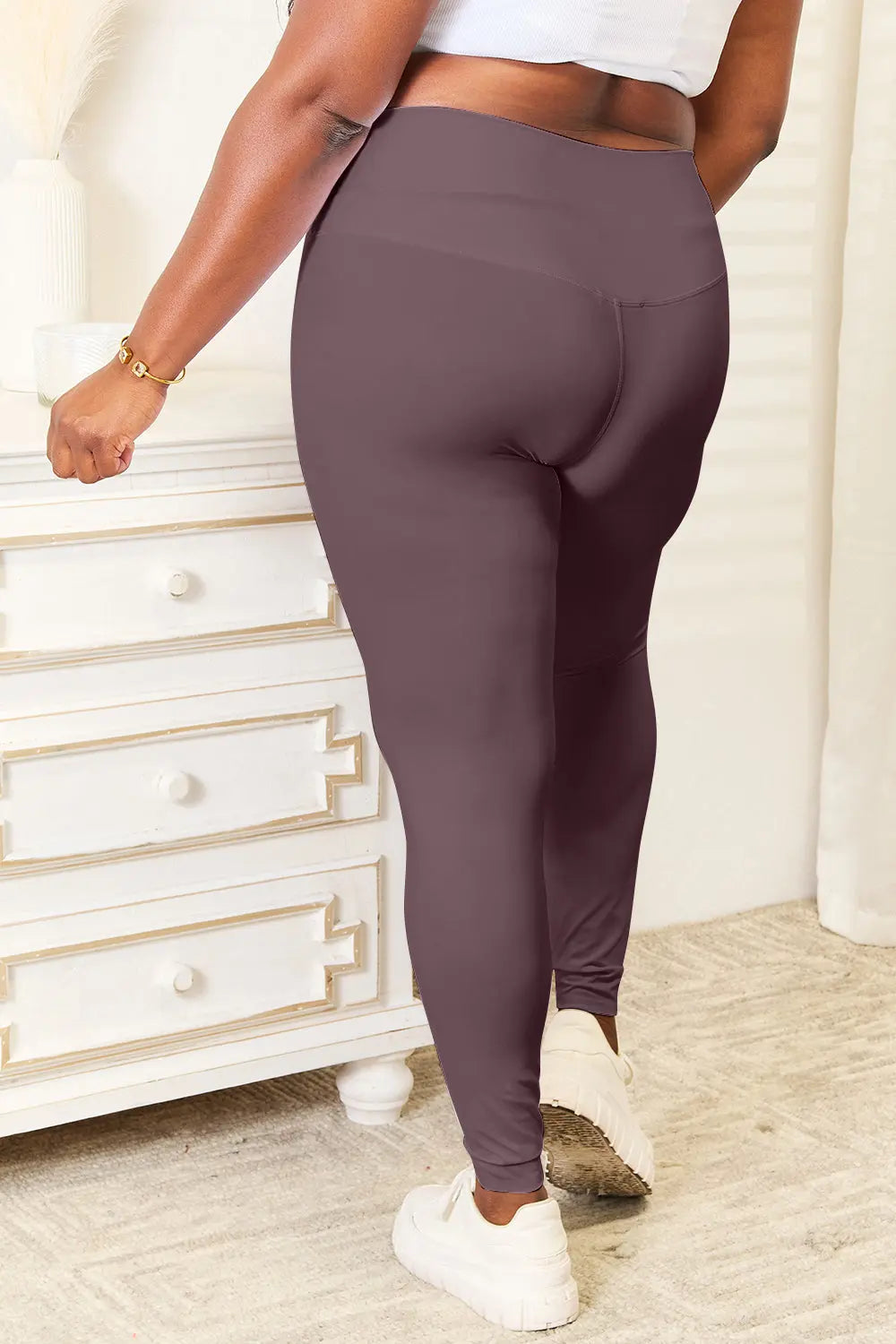 Double Take Wide Waistband Leggings Trendsi