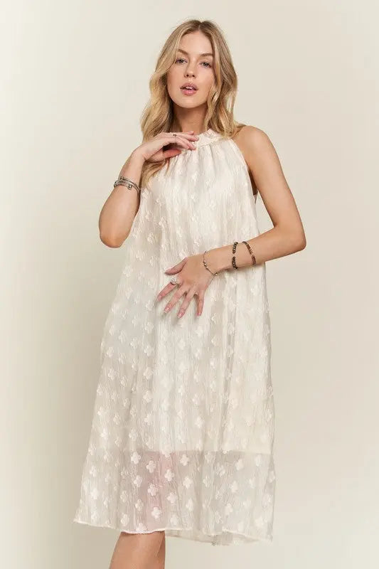 Adora Pearl Detail Grecian Neck Midi Dress Trendsi