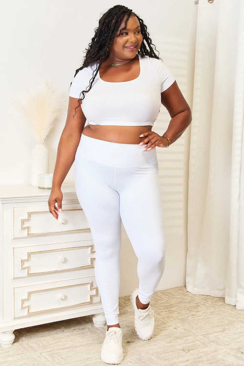 Double Take Wide Waistband Leggings Trendsi