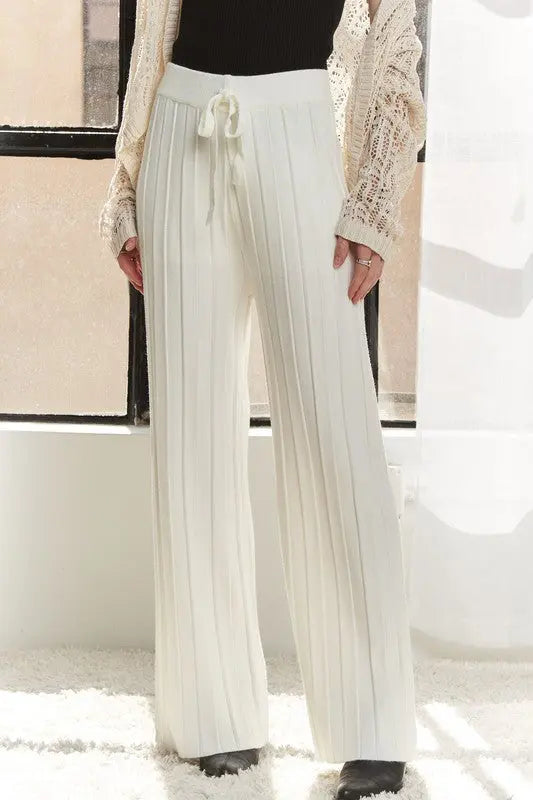 Adora Tied Wide Leg Knit Pants Trendsi