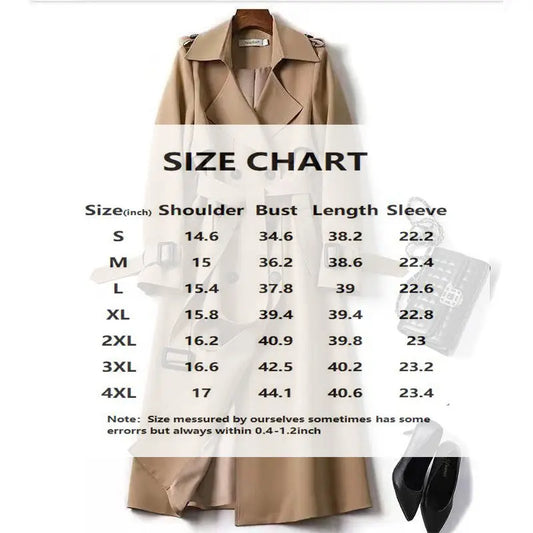 Women's Classic Trench Coat, Solid Color Long Sleeve Belted Mid-Length - Style Ratio