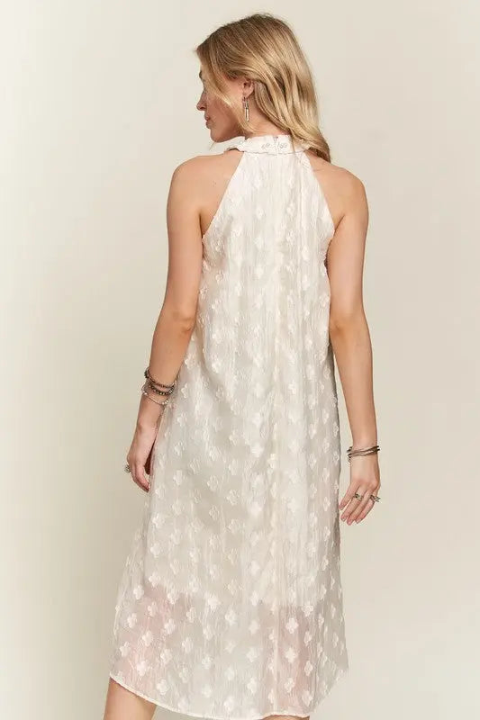 Adora Pearl Detail Grecian Neck Midi Dress Trendsi