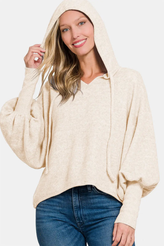 Zenana Drop Shoulder Cropped Hoodie Trendsi