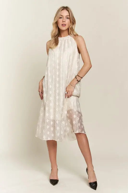 Adora Pearl Detail Grecian Neck Midi Dress Trendsi