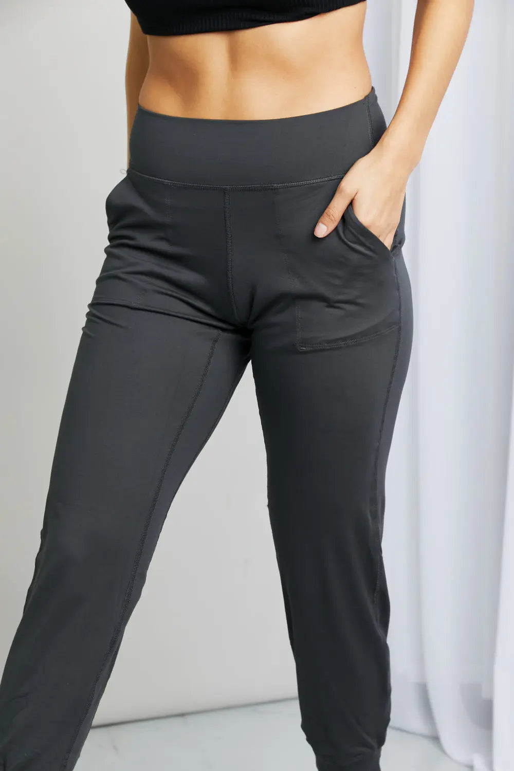 Leggings Depot Wide Waistband Cropped Joggers Trendsi