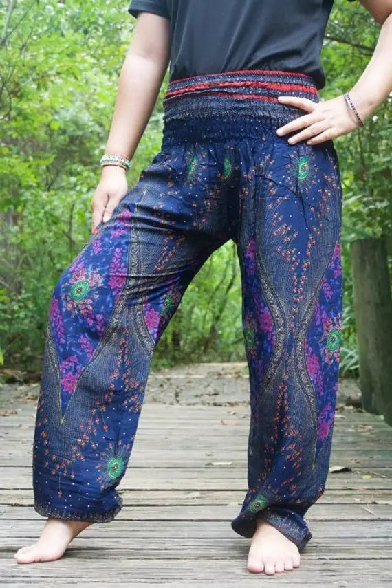 Blue PEACOCK Blue Boho Women Boho Pants Hippie - Style Ratio