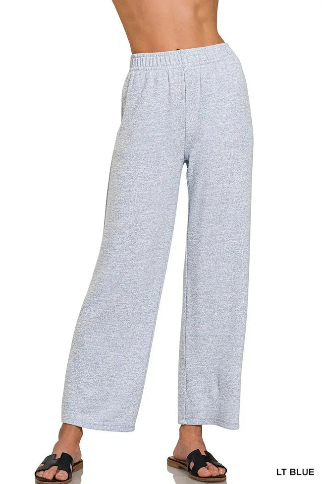 Zenana Soft Melange Hacci Elastic Waistband Lounge Pants  Style Ratio