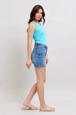 Judy Blue Full Size 2 Button Denim Shorts with Pockets Plus Size  Style Ratio