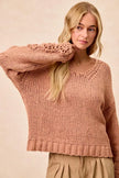BiBi Chunky Knit Sweater with Flower Detail Sleeves  Style Ratio