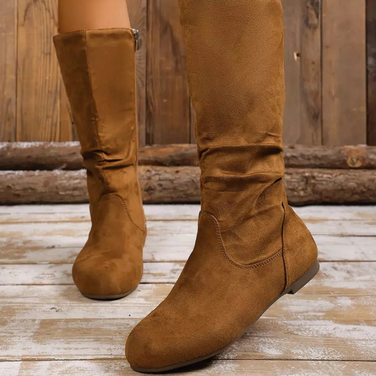 Round Toe Side Zip Boots  Style Ratio