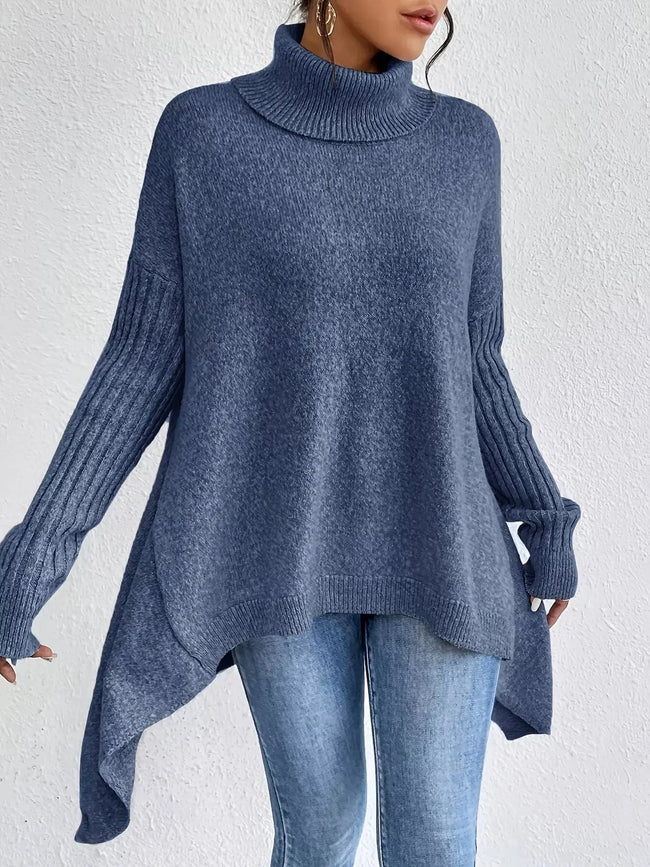 Turtleneck High-Low Hem Sweater  Style Ratio