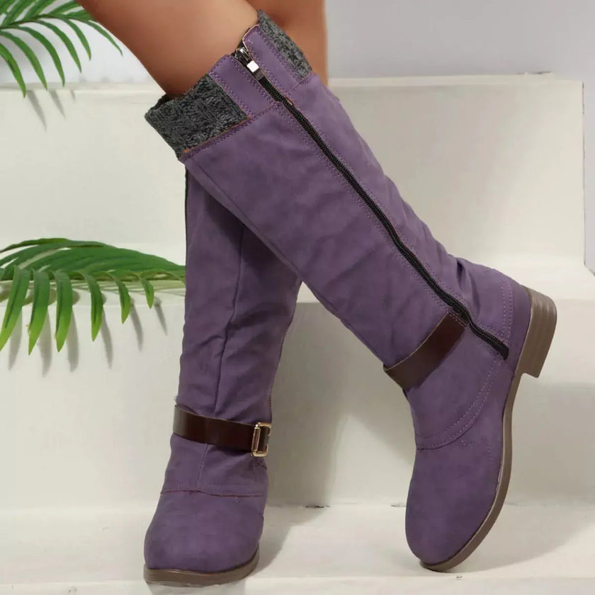 Round Toe Block Heels Boots  Style Ratio