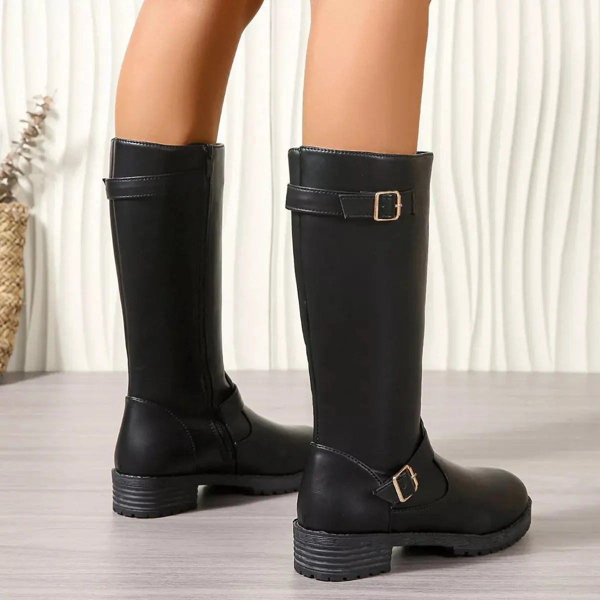Round Toe Block Heels Boots  Style Ratio