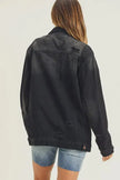 RISEN Full Size Distressed Long Sleeve Denim Shacket  Style Ratio