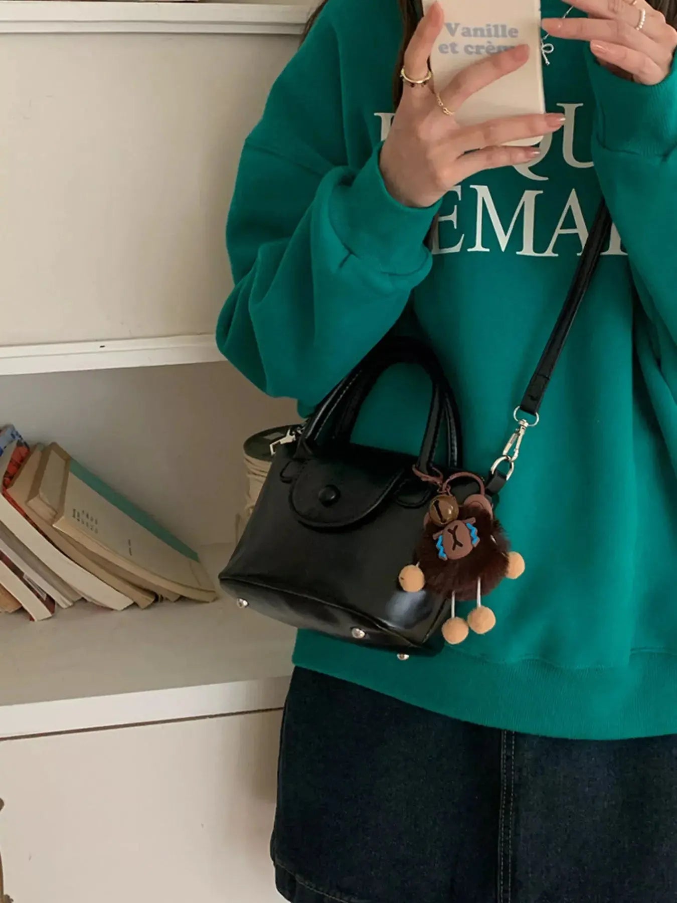 Two-Tone Flap Decor Crossbody Bag with Charm  Style Ratio