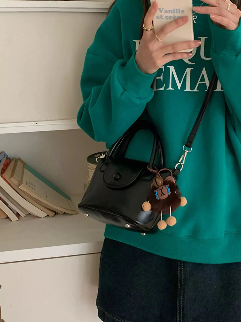 Two-Tone Flap Decor Crossbody Bag with Charm  Style Ratio