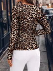 Leopard Print Long Sleeve Fitted Blouse  Style Ratio