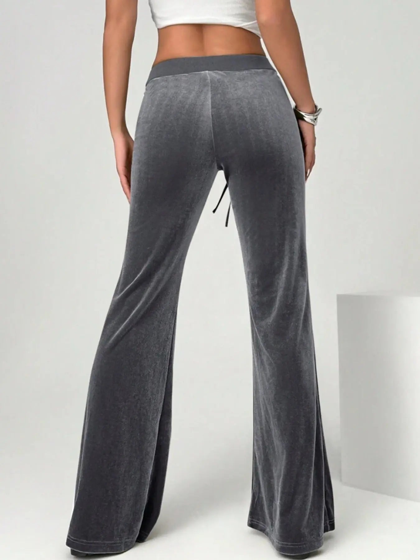Velvet Flare Pants with Drawstring  Style Ratio