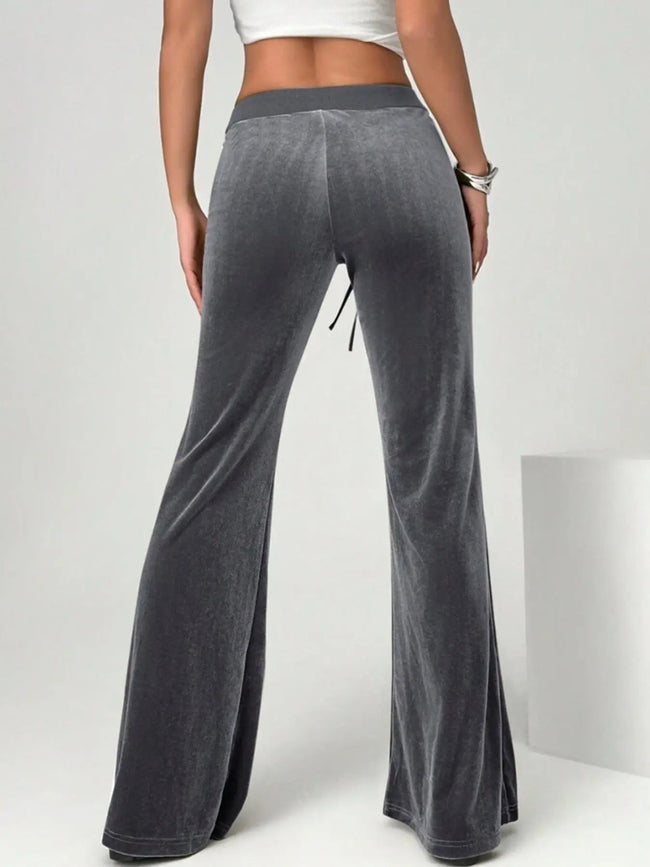 Velvet Flare Pants with Drawstring  Style Ratio