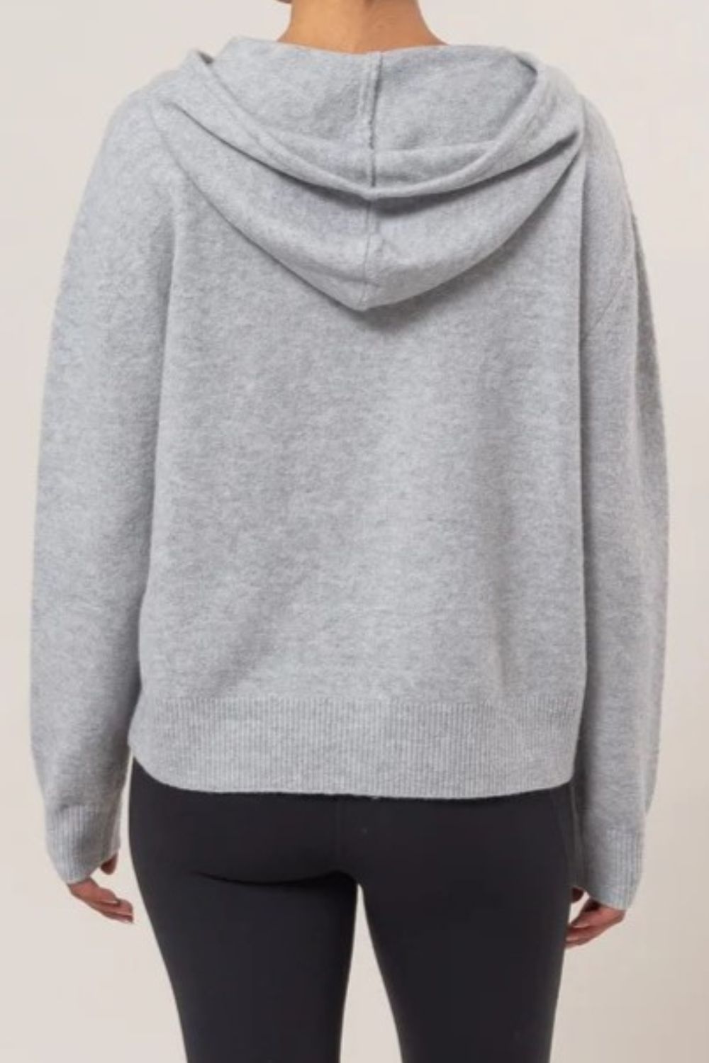 Drawstring Long Sleeve Hooded Sweater