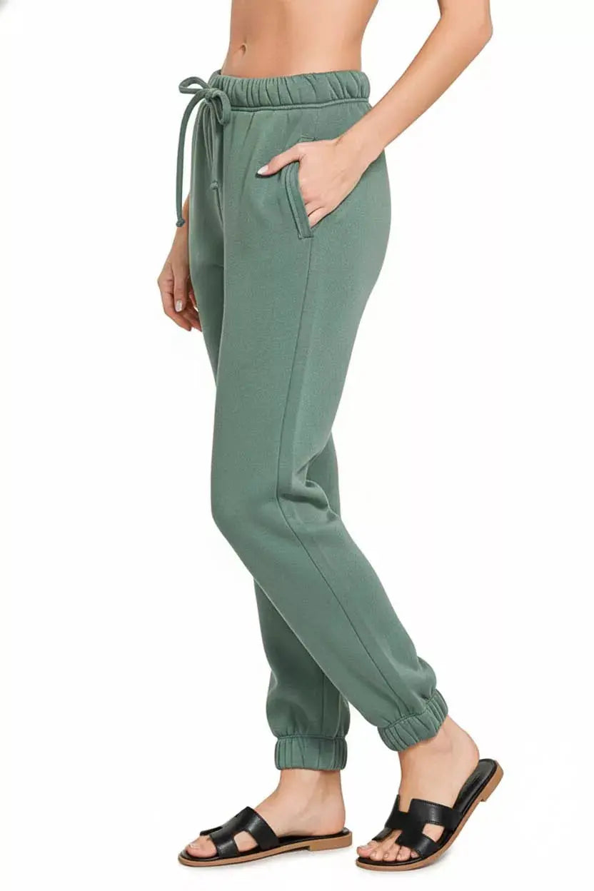 Zenana Fleece Drawstring Joggers With Pocket  Style Ratio