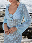 Crochet Knit Long Sleeve Maxi Cover-Up Dress  Style Ratio