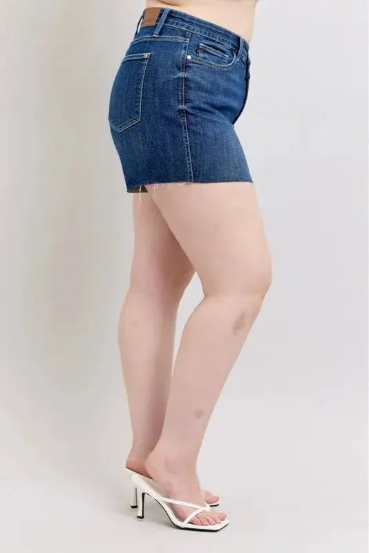 Judy Blue High Waist Criss-Cross Waistband Denim Shorts  Style Ratio
